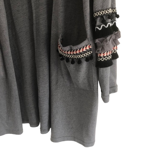 Miss Nikky Boho Gray Long Sweater Cardigan - Picture 5 of 14